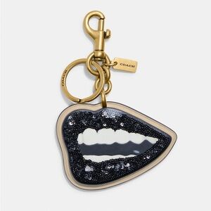 Coach X Tom Wesselmann Lips Bag Charm Glovetanned leather CA518 Brass/Black NWT